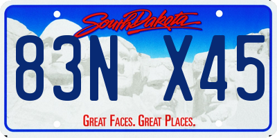 SD license plate 83NX45