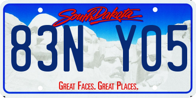 SD license plate 83NY05