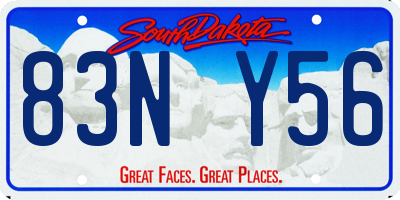 SD license plate 83NY56