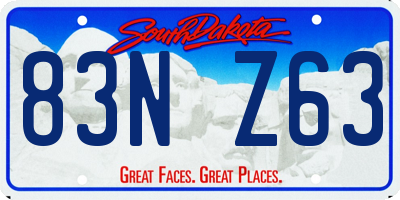 SD license plate 83NZ63