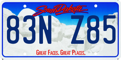 SD license plate 83NZ85