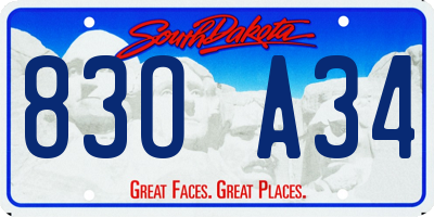 SD license plate 83OA34