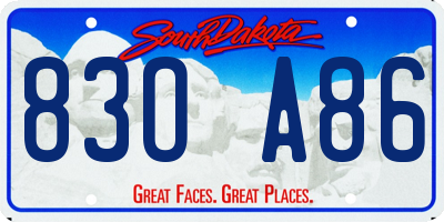 SD license plate 83OA86