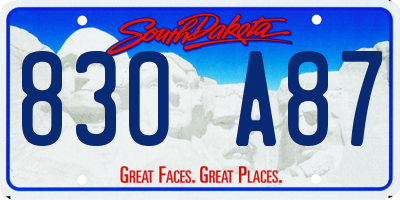 SD license plate 83OA87