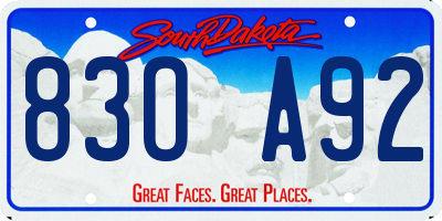SD license plate 83OA92