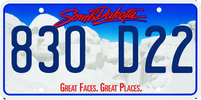 SD license plate 83OD22
