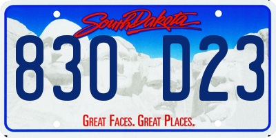 SD license plate 83OD23