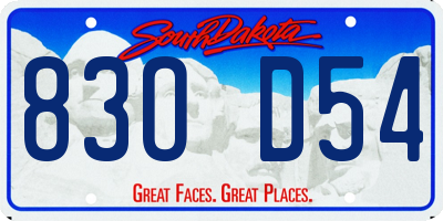 SD license plate 83OD54