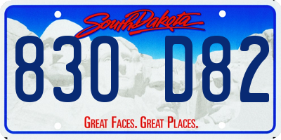 SD license plate 83OD82