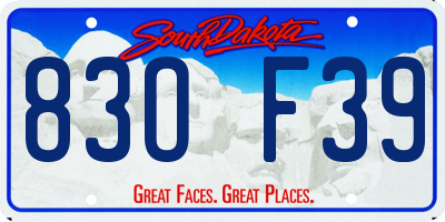 SD license plate 83OF39