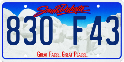 SD license plate 83OF43