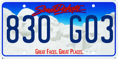 SD license plate 83OG03