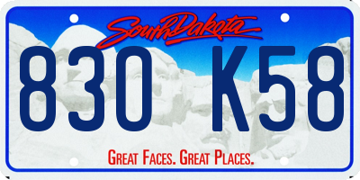 SD license plate 83OK58