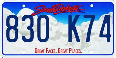 SD license plate 83OK74