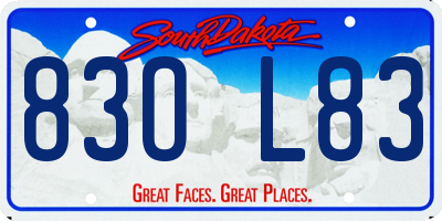 SD license plate 83OL83