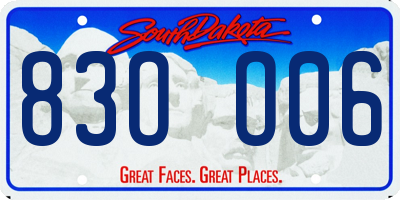 SD license plate 83OO06