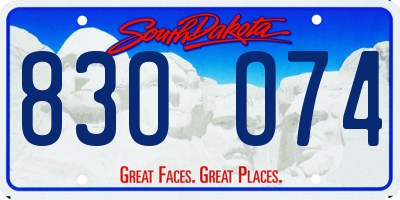 SD license plate 83OO74