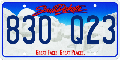 SD license plate 83OQ23