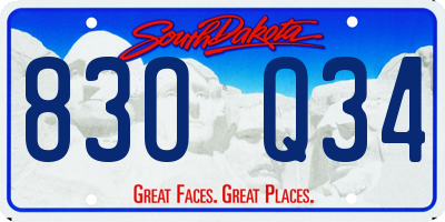 SD license plate 83OQ34