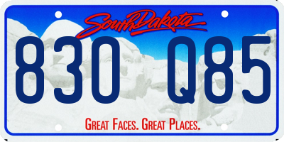 SD license plate 83OQ85