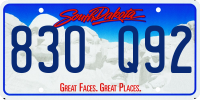 SD license plate 83OQ92