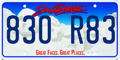 SD license plate 83OR83