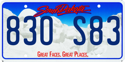 SD license plate 83OS83