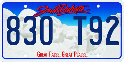 SD license plate 83OT92