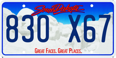 SD license plate 83OX67