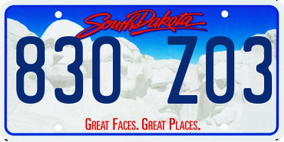 SD license plate 83OZ03