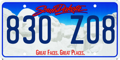 SD license plate 83OZ08