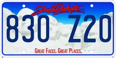 SD license plate 83OZ20