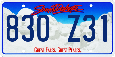 SD license plate 83OZ31