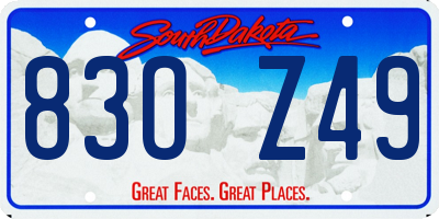 SD license plate 83OZ49