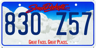 SD license plate 83OZ57