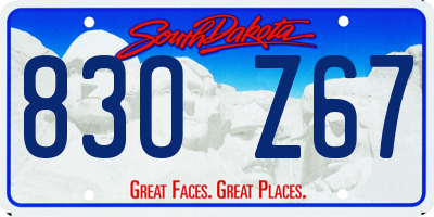 SD license plate 83OZ67