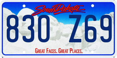 SD license plate 83OZ69