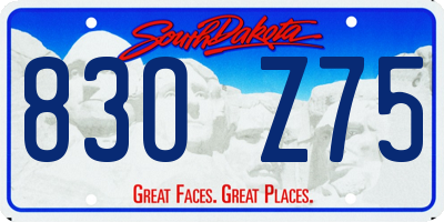 SD license plate 83OZ75