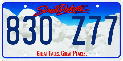 SD license plate 83OZ77