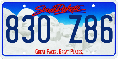 SD license plate 83OZ86