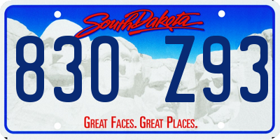 SD license plate 83OZ93