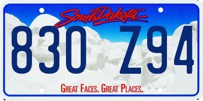 SD license plate 83OZ94