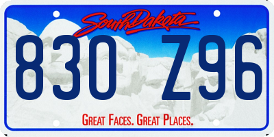 SD license plate 83OZ96