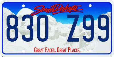 SD license plate 83OZ99