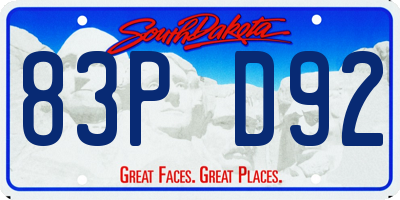 SD license plate 83PD92