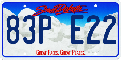 SD license plate 83PE22