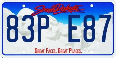 SD license plate 83PE87