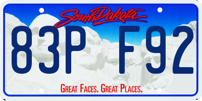 SD license plate 83PF92
