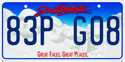 SD license plate 83PG08