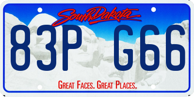 SD license plate 83PG66